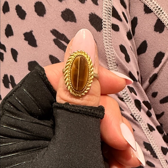 Vintage Jewelry - vintage oval tiger eye ring 10k gf espo